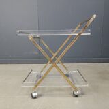 Vintage lucite and brass trolley, 1970s