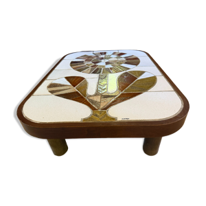 Table basse Capron motif floral