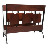 Vintage teak and metal magazine rack, Netherlands 1960-1970