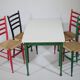 B&B Italy Wicker Chairs Table Colorful Mid-Century Design 60s 70s, Set of 5