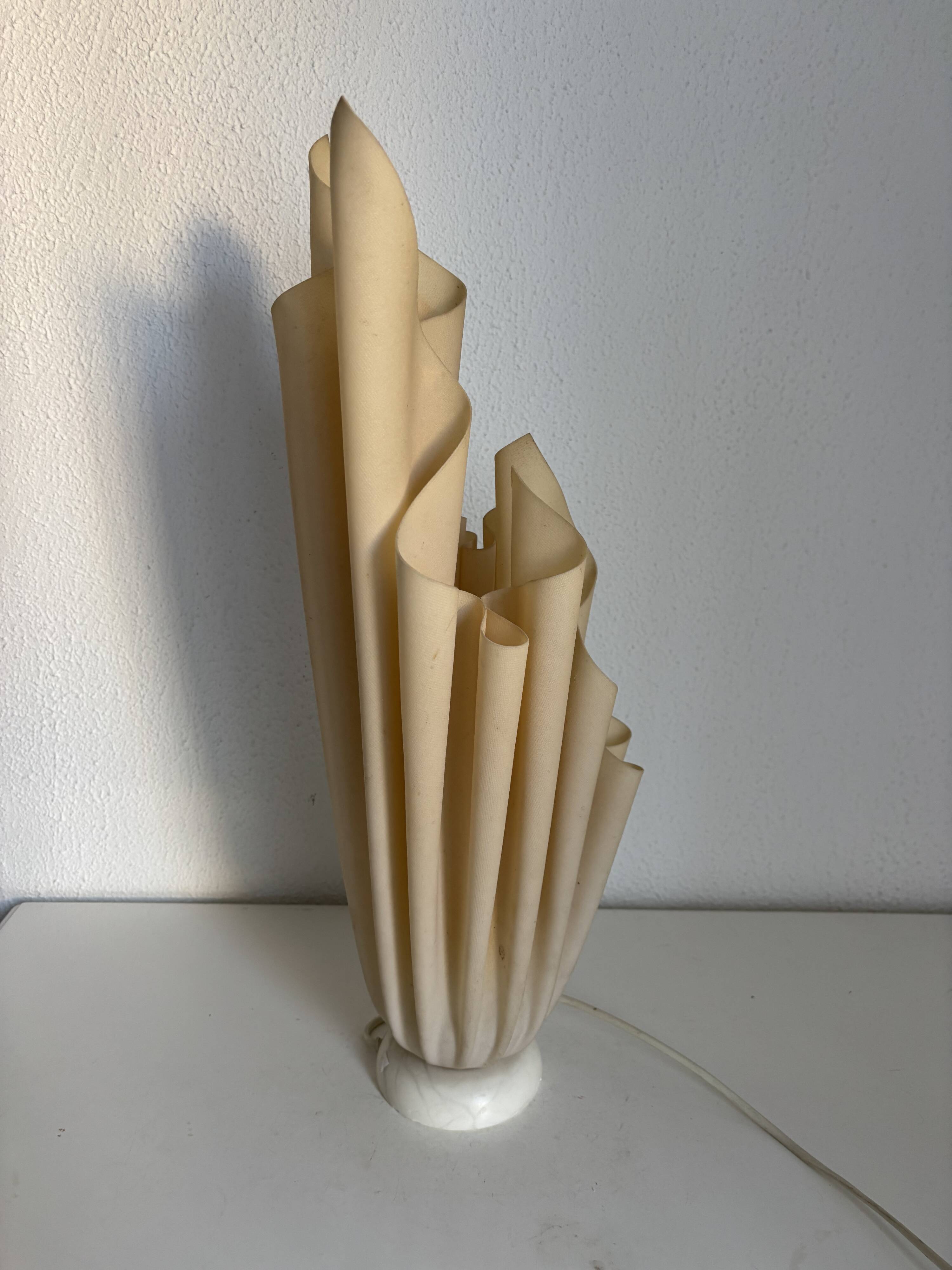 Vintage 1970 Athéna lamp by Georgia Jacob, draped in light salmon - 50 cm