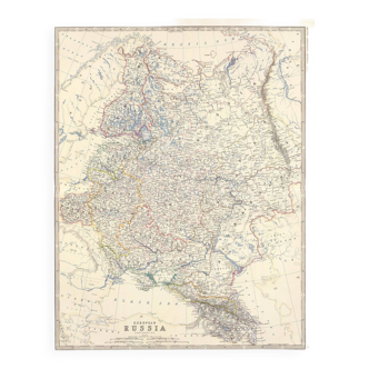 Une carte antique gravée de la Russie par Keith Johnson vers 1869