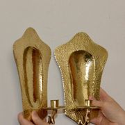 Pair of Swedish brass wall lights, mid-20th century.