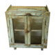 Vitrine verte sur pieds ancienne bois teck