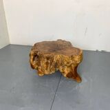 Table d'Appoint Rustique Wabi Sabi en Tronc d'Arbre en Noyer, 1960s