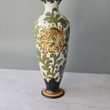 Large multicoloured floral vase in Royal Gouda Porcelain, Zuid Holland.