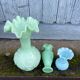 Three Art Deco opaline vases