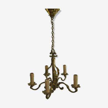 Five-branched bronze chandelier