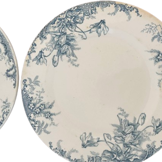 4 assiettes plates en terre de fer Clairefontaine modèle Cyclamens