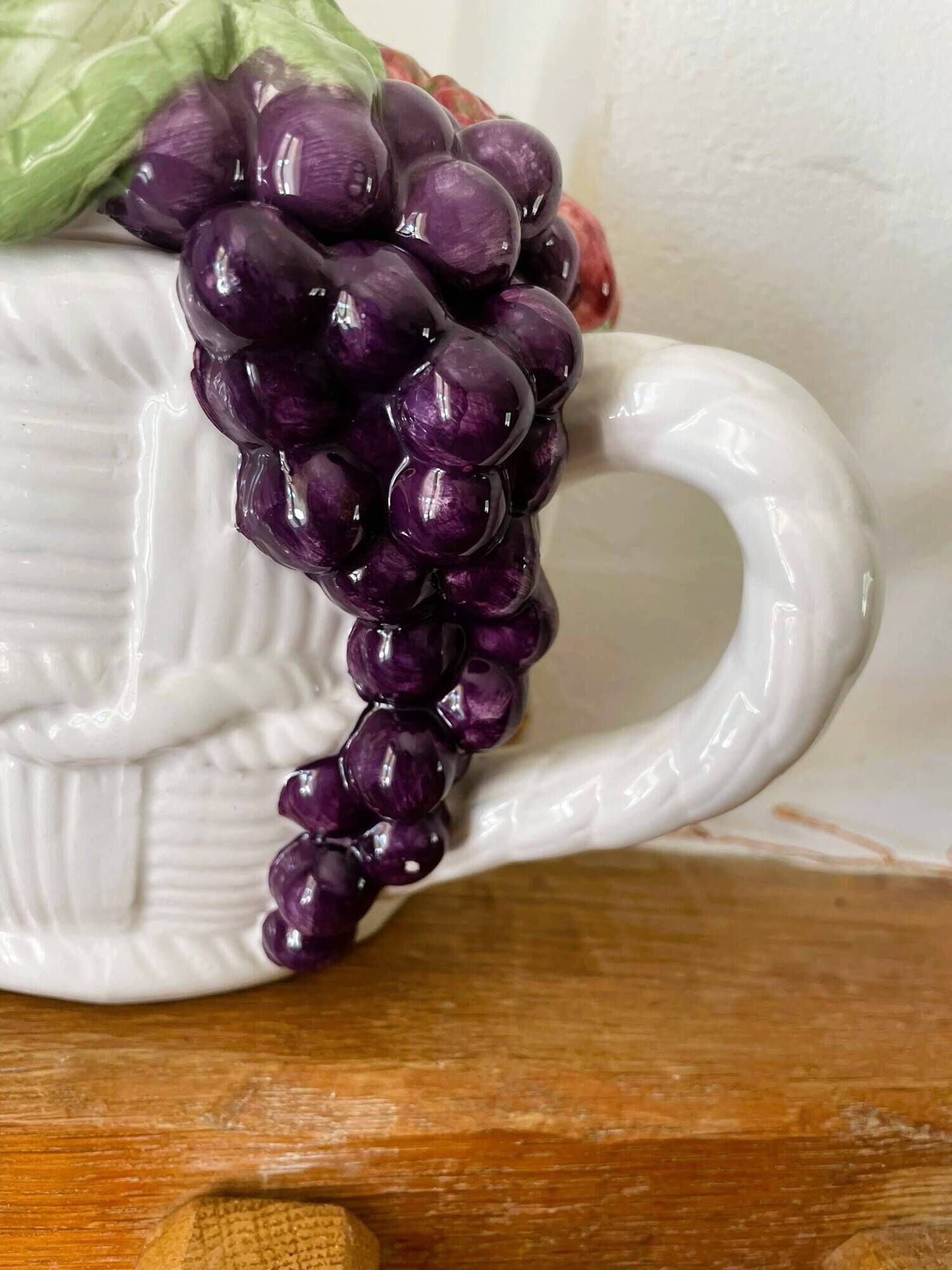 Vintage fruit majolica teapot