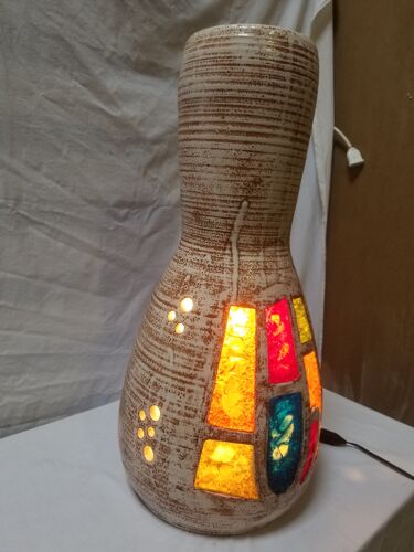 Lampe vase vintage en céramique d'Accolay signé Armel années 60/70