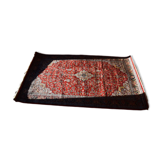Tapis cachemire indien 159x88 cm laine et soie rouge