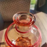 Vintage pink glass flask / bottle / carafe with matching stopper