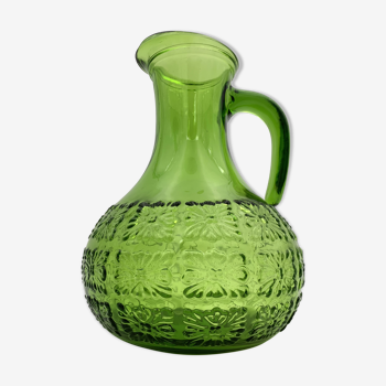 Pichet vintage en verre vert chlorophylle Italie années 1960-1970.