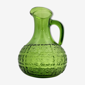 Vintage glass pitcher, chlorophyll green, Italy - 1960s-1970s.