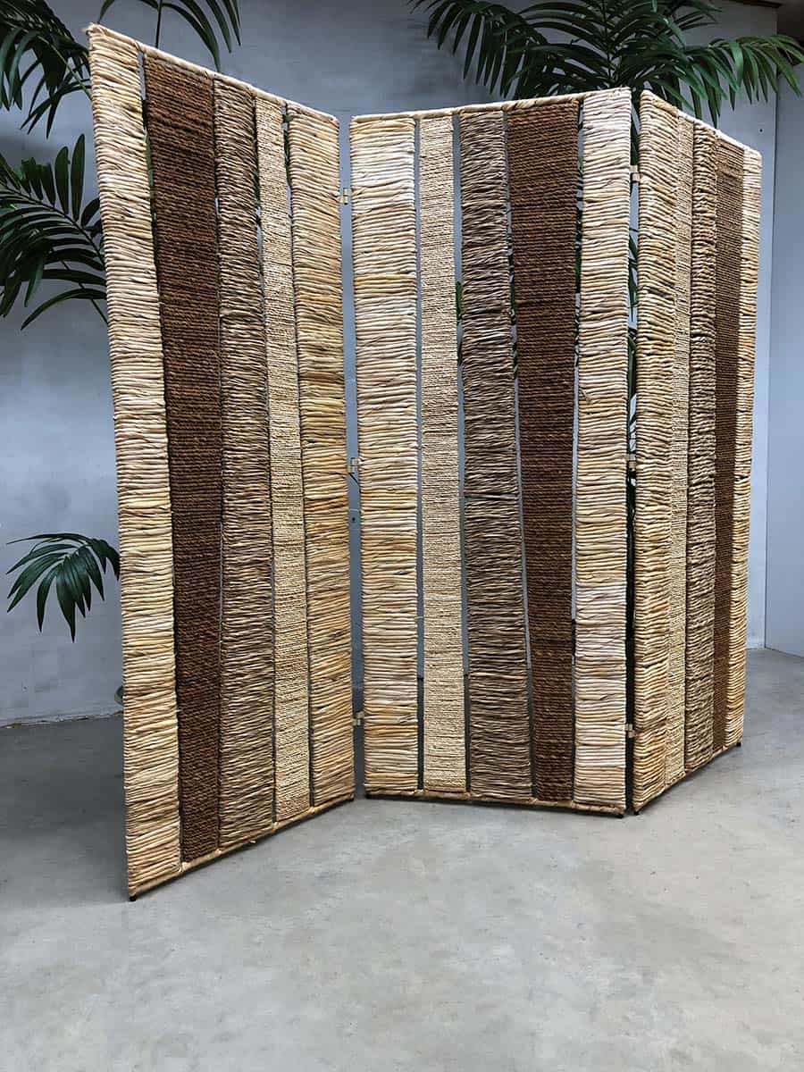 Vintage rope rattan room divider 'Nature'