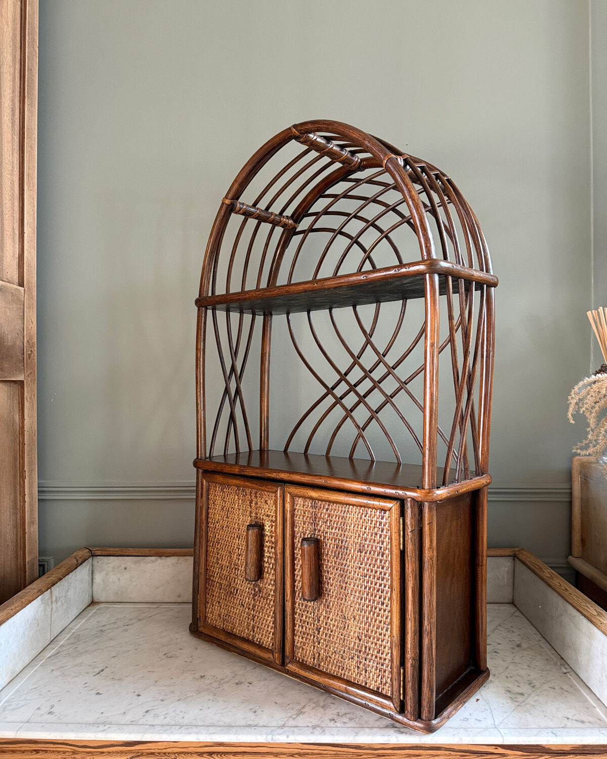 Vintage rattan shelf