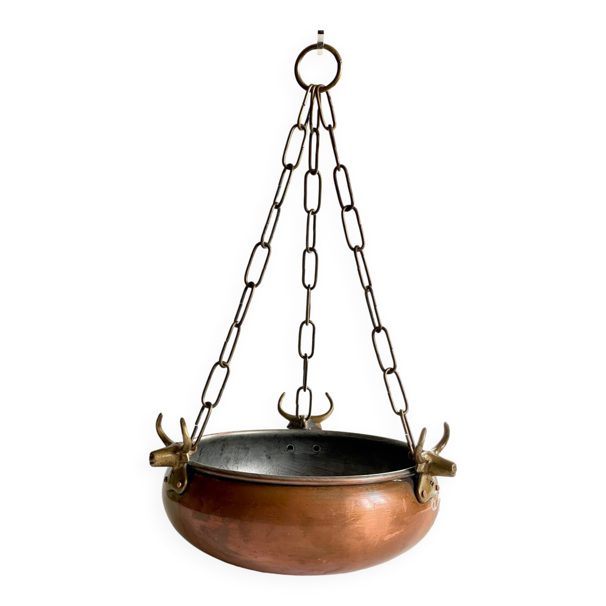 Vintage 3 buffalo hanging planter