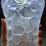 Josef Inwald Barolac Glassware Floral Vase Molded Pressed Frosted Art Glass