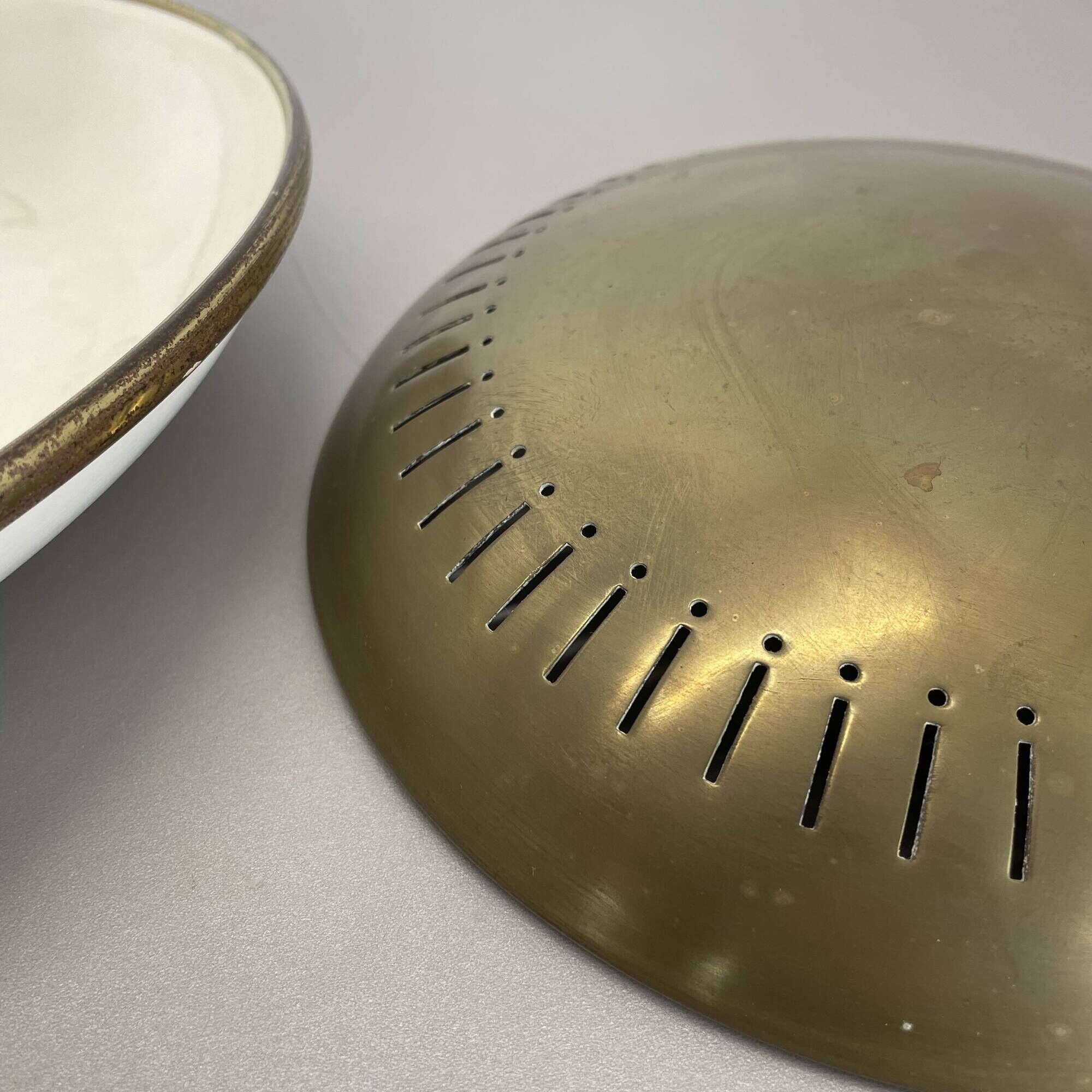 Large 30cm Brass Italian Stilnovo Style Theatre Wall Ceiling Light, Italy 1950s