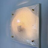 Pair of Murano frosted textured glass wall lights, Italy, 1960s