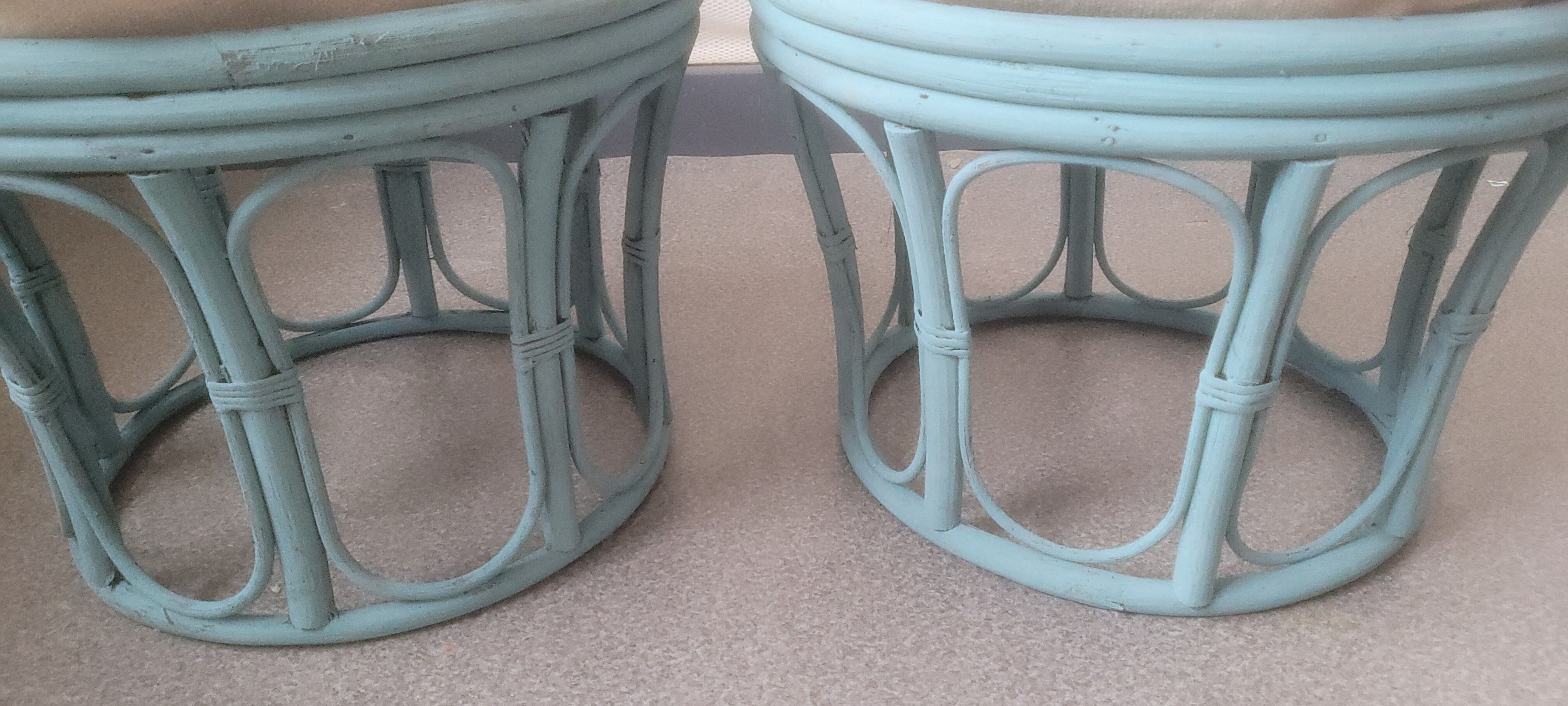 Paire de poufs en bambou rotin