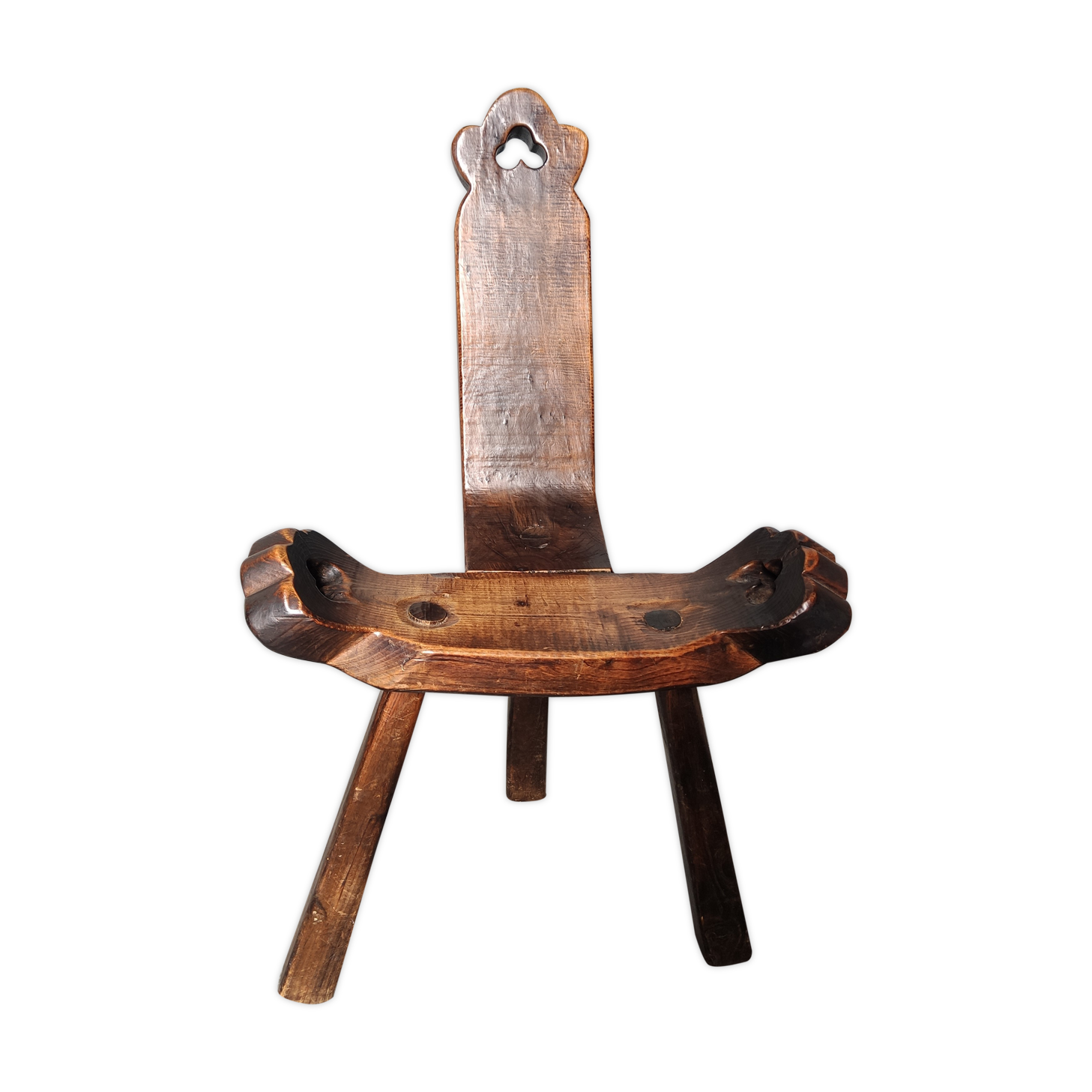 Brutalist tripod chair in solid wood