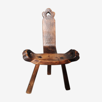 Brutalist tripod chair in solid wood