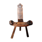 Brutalist tripod chair in solid wood
