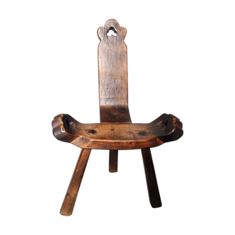 Brutalist tripod chair in solid wood
