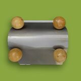 Vintage magazine rack in painted metal and wooden balls - minimalist design