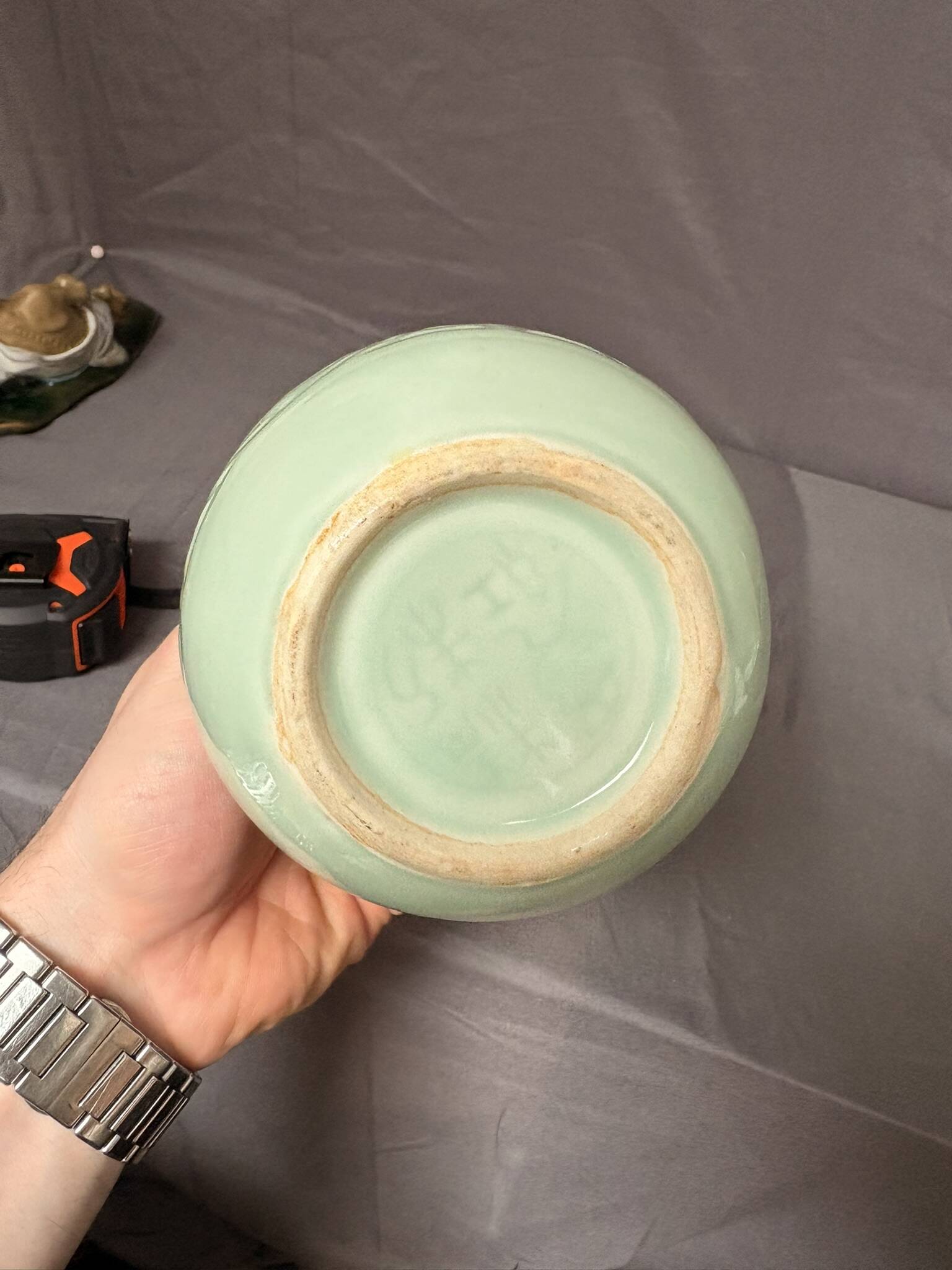 Ancient Celadon Green Blue Wine Bottle Vase Qianlong