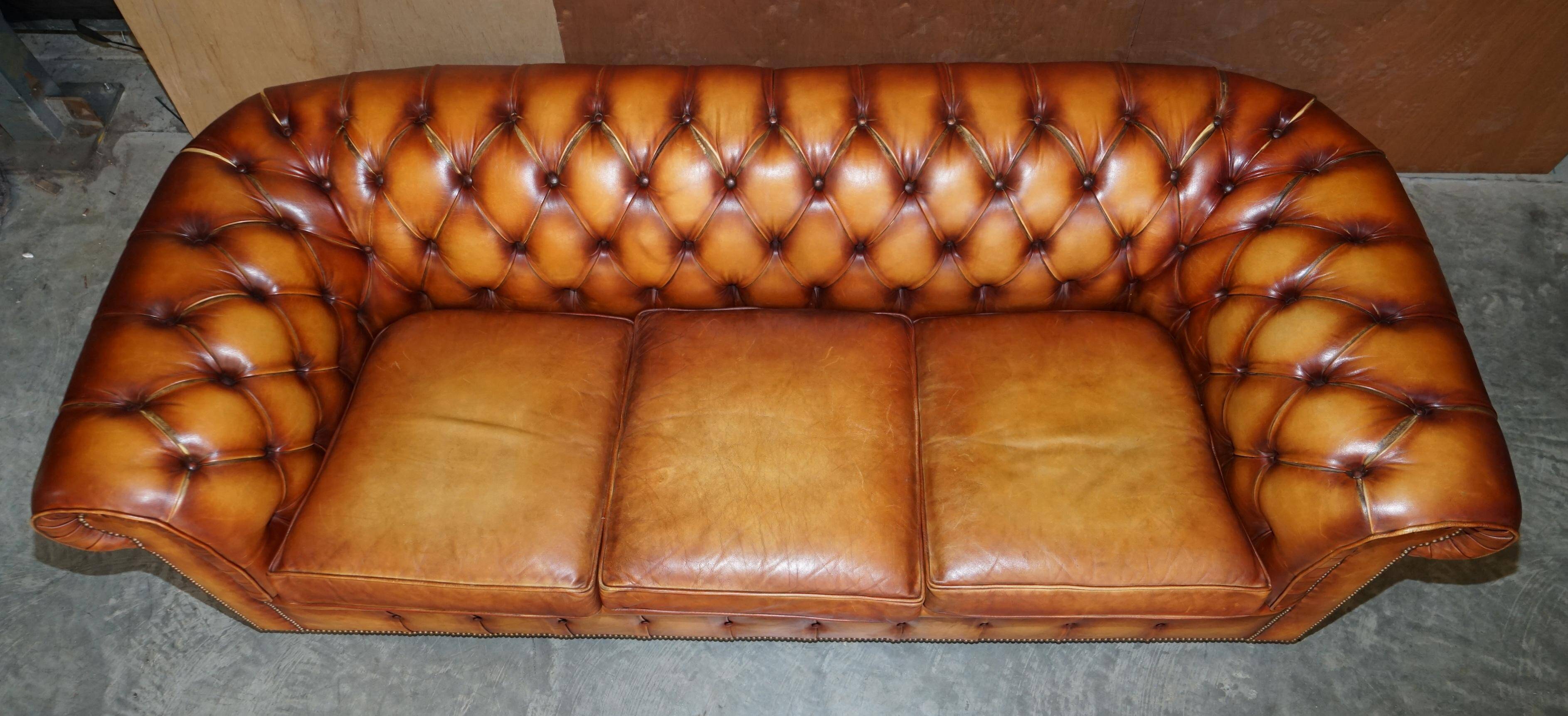 Chesterfield suite three-piece leather set