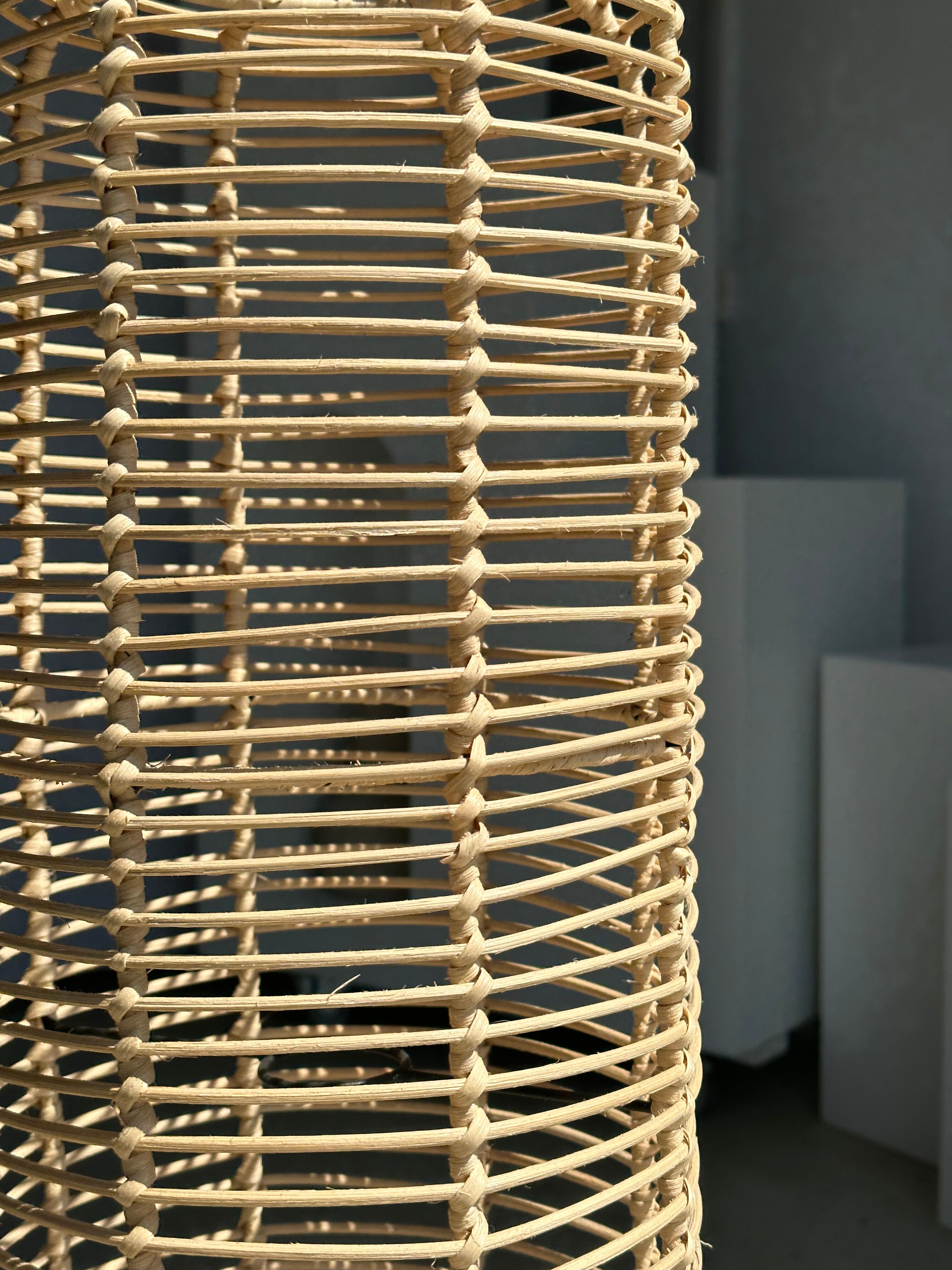 Large lantern-shaped rattan pendant lamp H50 D24