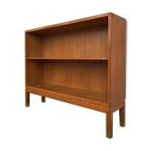 Oak bookcase with brass clogs, 60's