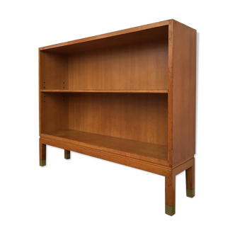 Bibliothèque en chêne avec sabots en laiton 60's