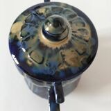 Midnight blue and flamed beige enameled ceramic filter coffee maker