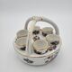 Porcelain egg dish basket with polychrome floral decoration