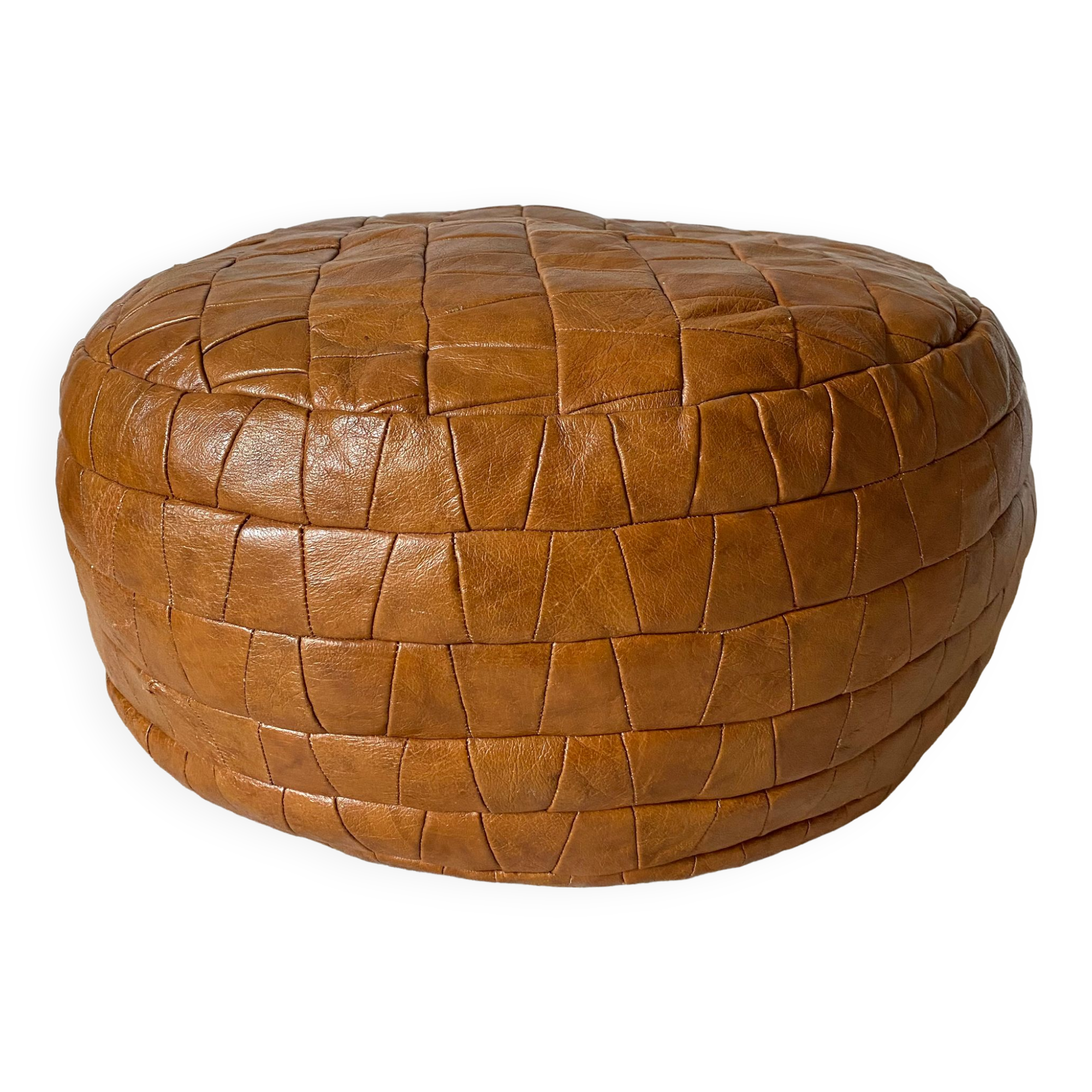 Patchwork leather pouf 70s