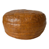 Patchwork leather pouf 70s