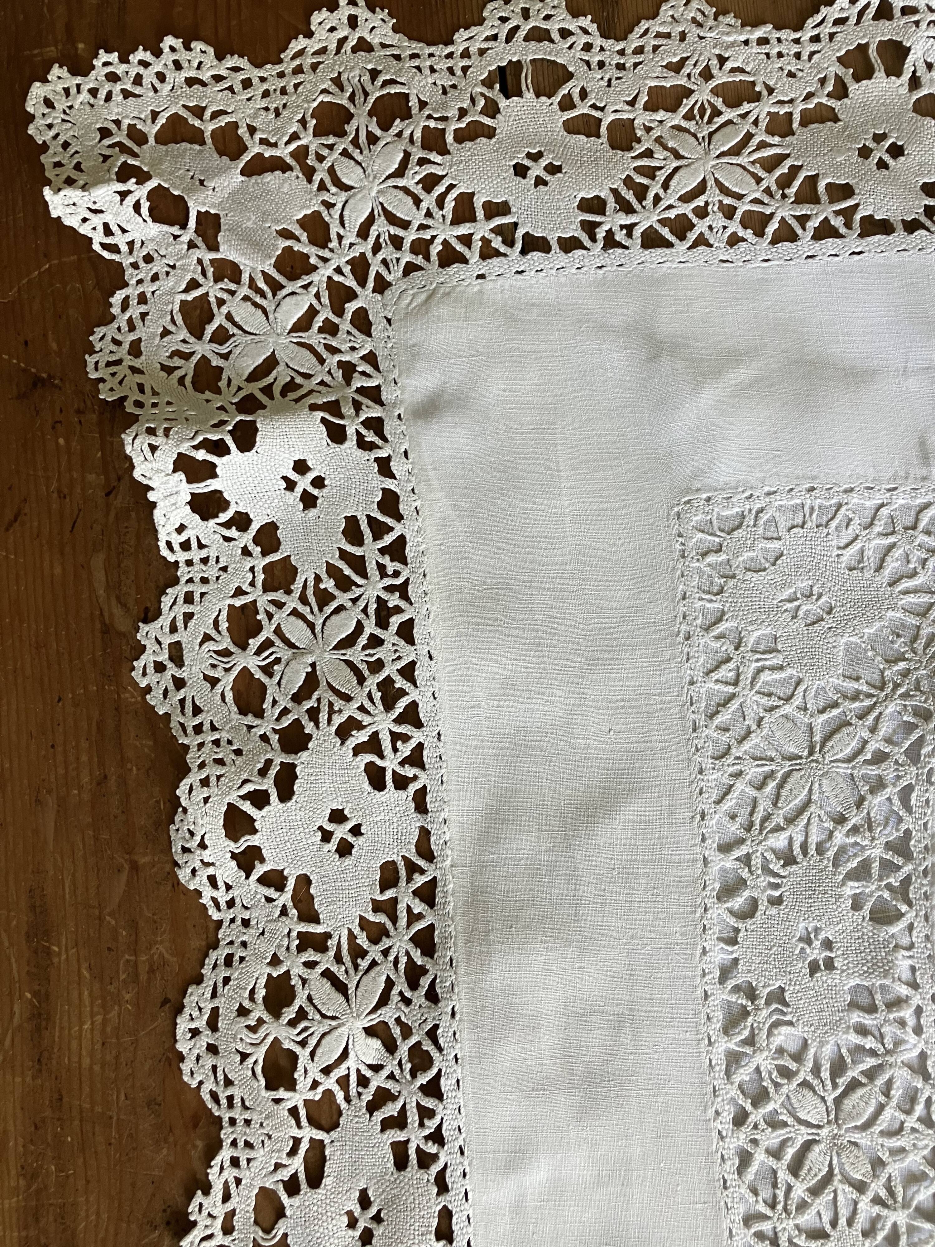 Old linen, pillowcase, AT monogram