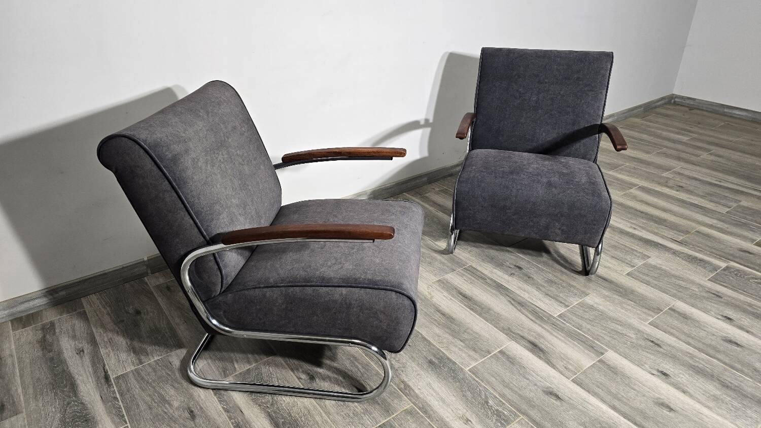 Bauhaus Chrome Armchairs S411 by Willem Hendrik Gispen for Mücke Melder