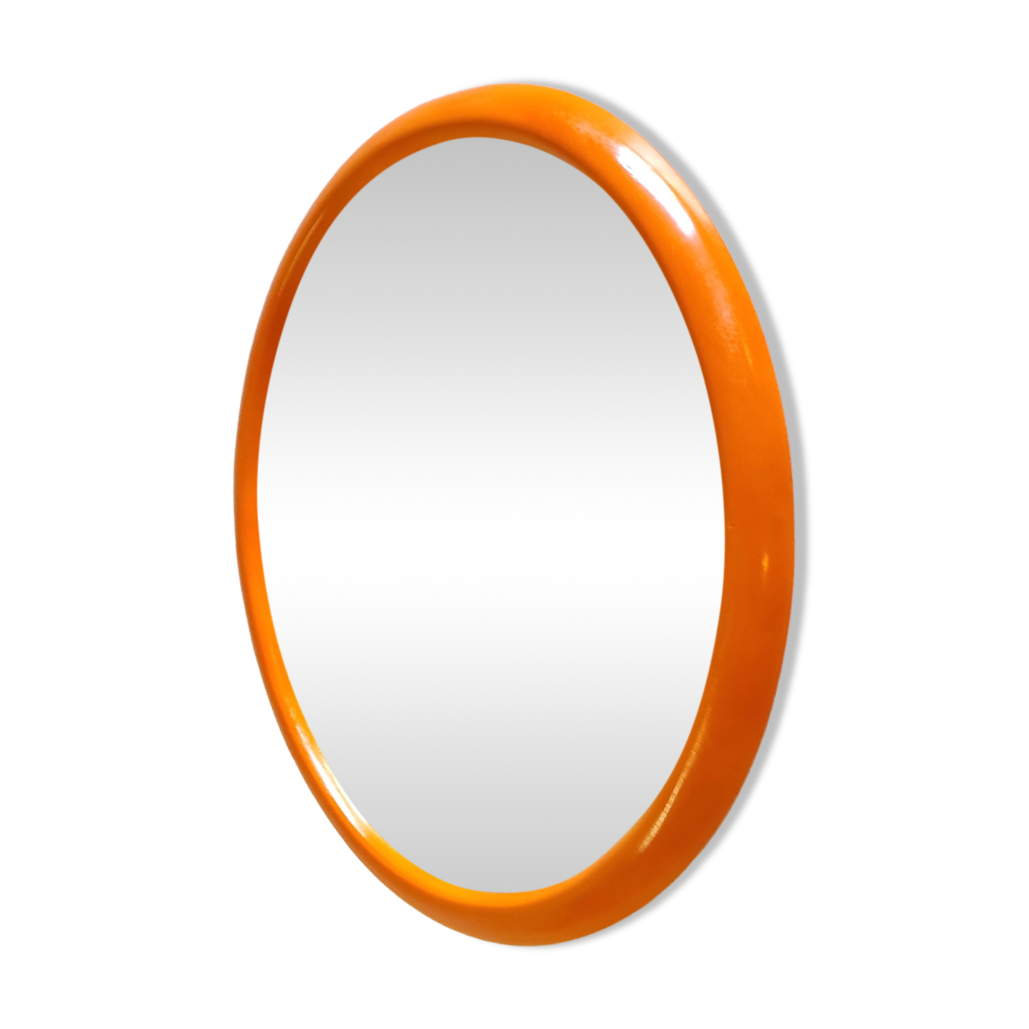 Orange oval mirror - 1970s