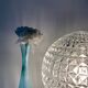 Vintage globe table lamp in molded glass