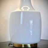 Large Scandinavian opaline and brass lamp designed by Holm Sørensen