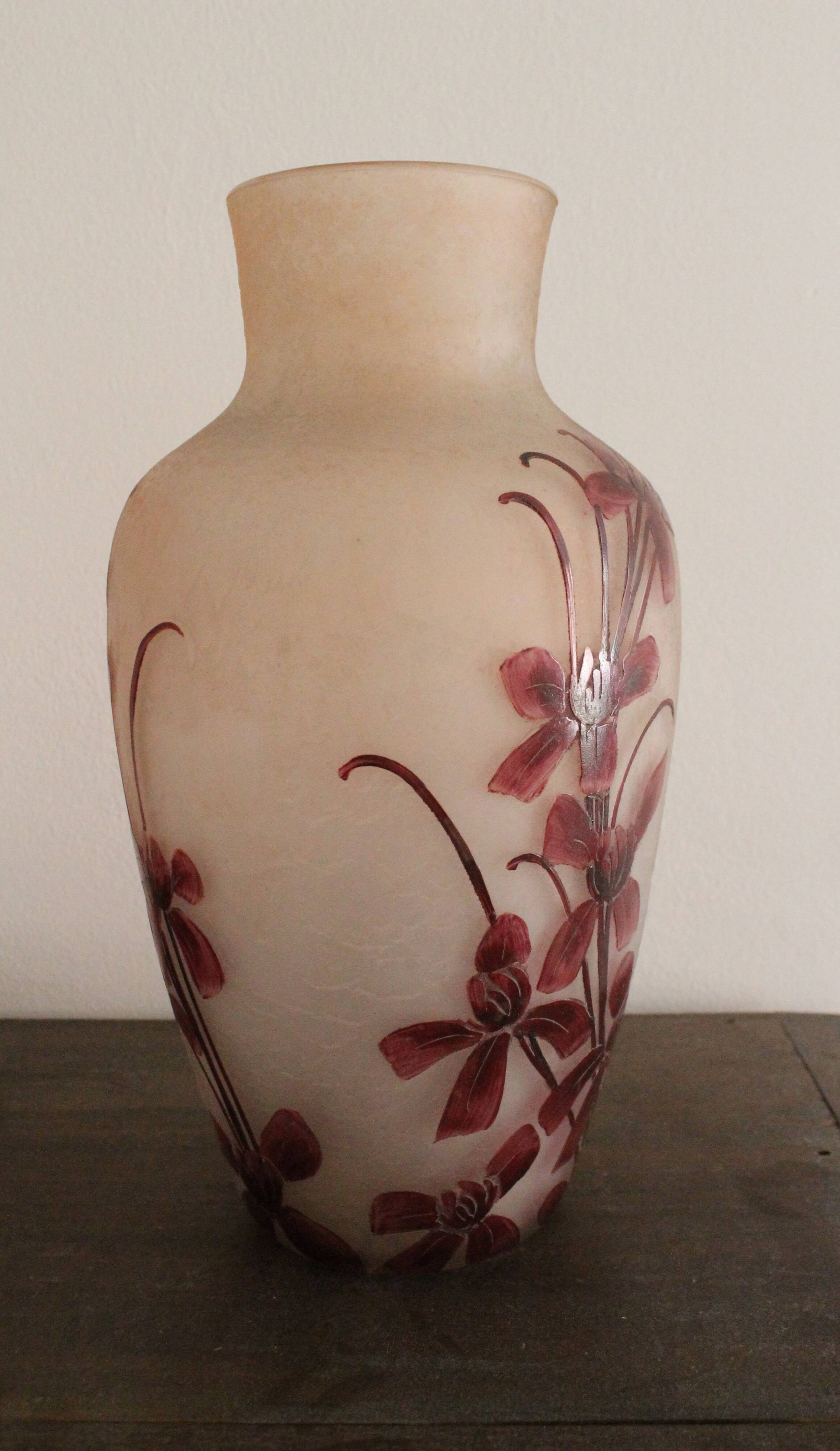 François Théodore Legras ovoid vase with flower decoration Rubis Art Nouveau