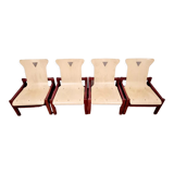 Suite of four heaters in purple stained wood and light oak, circa 1980