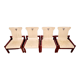 Suite of four heaters in purple stained wood and light oak, circa 1980