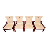 Suite of four heaters in purple stained wood and light oak, circa 1980