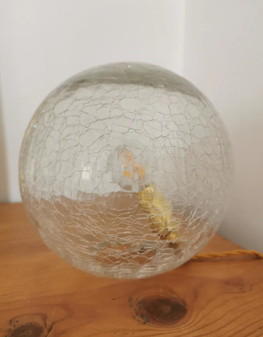 Vintage globe table lamp in molded glass